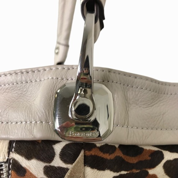 B Makowsky Women's Handbag Purse Tote Bag Boho Cream Brown Tan Leather Fringe M - Picture 7 of 8